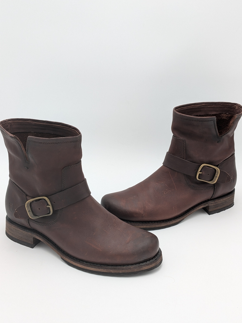 Frye Veronica Flex Bootie Redwood Leather Ankle Boots Sz 8.5 Moto Combat